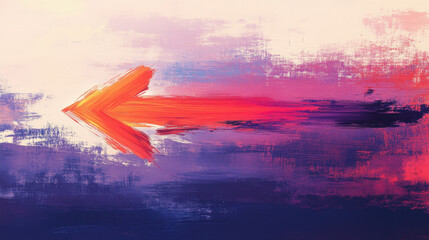 Abstract Leftward Paintbrush Arrow in Red and Blue