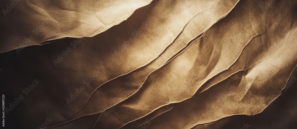 Poster abstract textured brown fabric folds with soft lighting creating shadows and depth