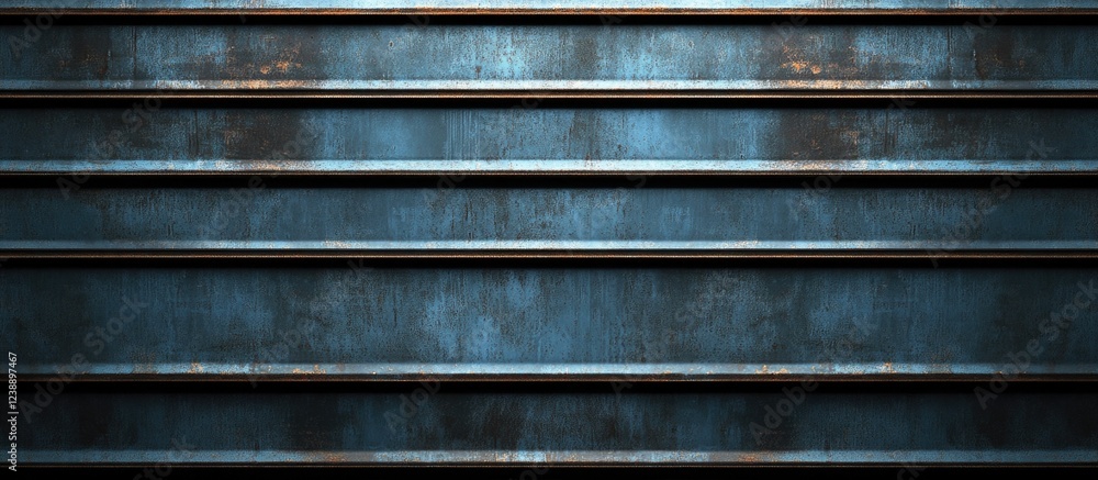 Aufkleber rusted metal shutter texture with horizontal lines and weathered surface