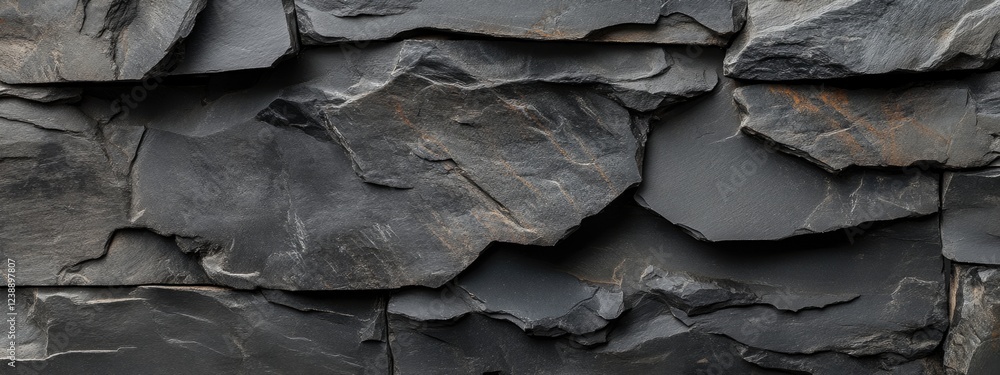 Aufkleber rough textured slate stone wall background with layered patterns