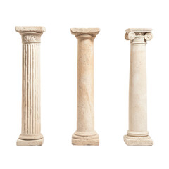 Obraz premium Three classic columns showcasing different architectural styles and historical significance.