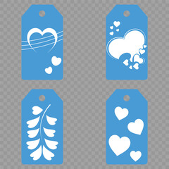 Price tag collection. Blank cardboard price tags. Retail product sticker elements with deal, hot price. Set of sale tags and labels. Set of gift or price tags shapes with hearts and love. EPS10
