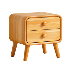 Stylish wooden nightstand with two drawers and tapered legs.