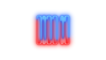 Neon barcode icon blue red color glowing with transparent background