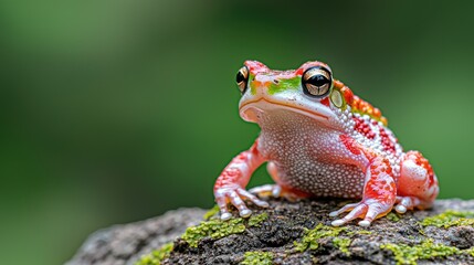 Fototapeta premium Colorful frog rainforest rock closeup nature wildlife