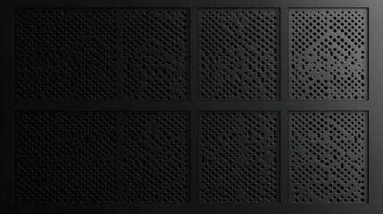 Abstract dark gray background with eight sections of different perforated patterns.