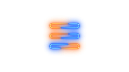 Neon bars icon blue brown color glowing with transparent background