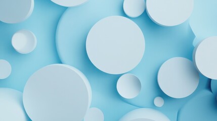 Abstract light blue 3D background with various sized circles.