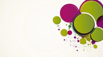 Abstract background with overlapping green and purple circles and dots.