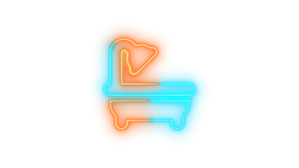 Neon bath icon brown cyan color glowing with transparent background