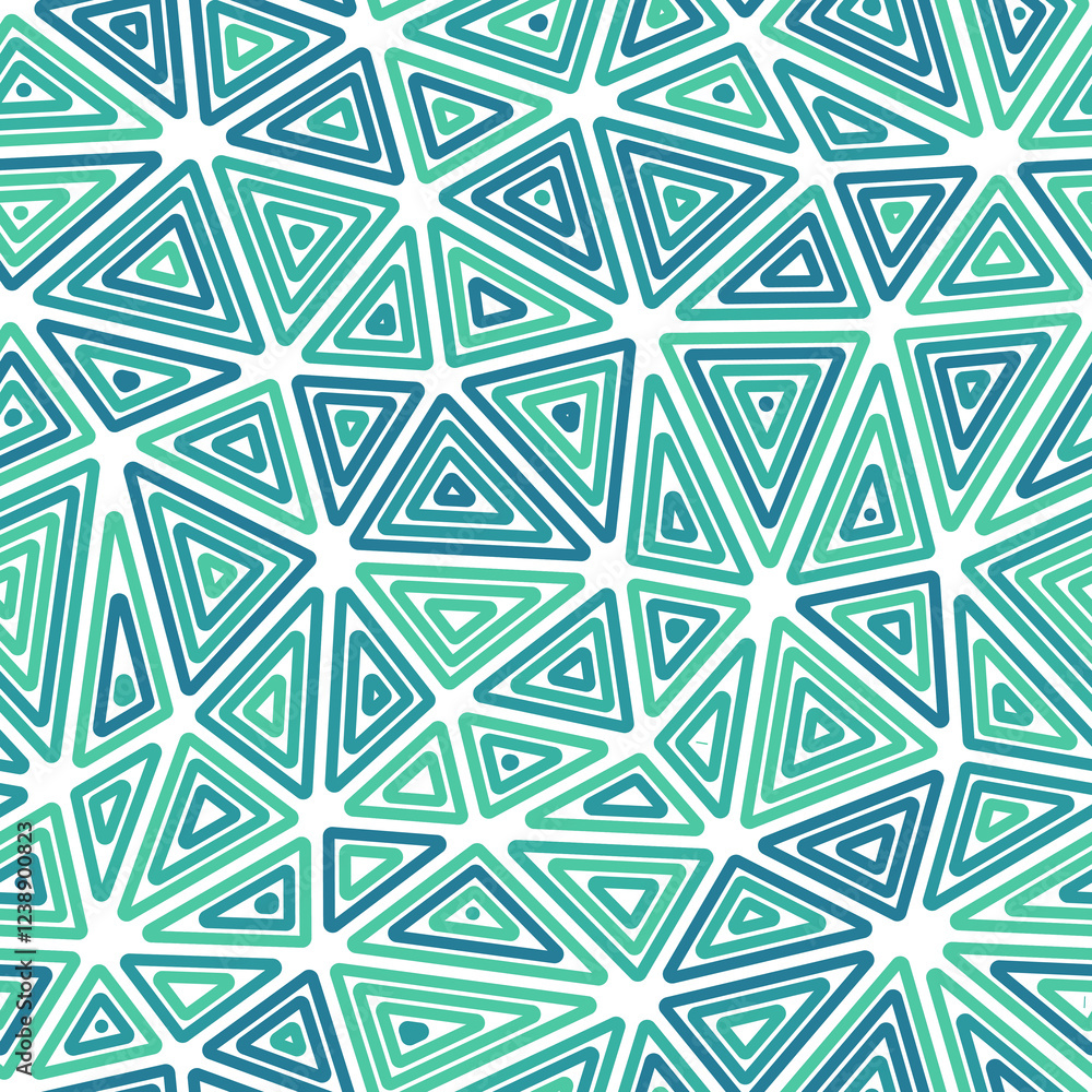 Poster minimal geometric background. multiple repeated inner triangles. large triangles size. multicolored 