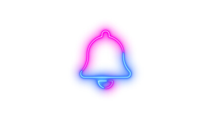 Neon bell icon blue pink color glowing with transparent background