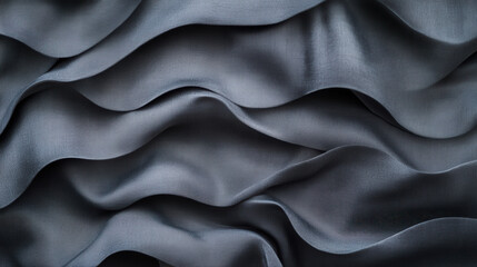 Obraz premium Soft layered waves of deep charcoal gray fabric create elegant texture. smooth surface and gentle curves evoke sense of calm and sophistication