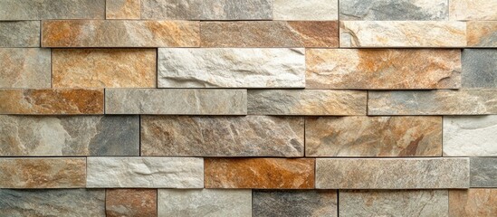 Natural Stone Brick Wall Texture with Varied Shades of Brown and Gray