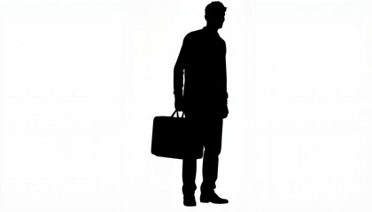 Man standing with suitcase in silhouette, journey and transitions