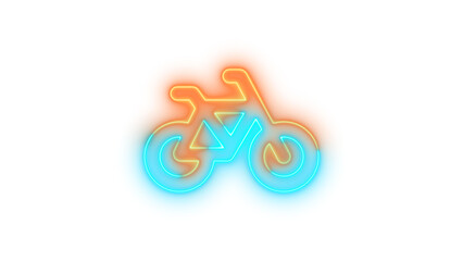 Neon bicycle icon brown cyan color glowing with transparent background