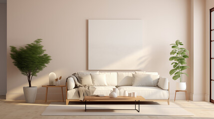 Minimalist Living Room with Neutral Tones and Modern Decor