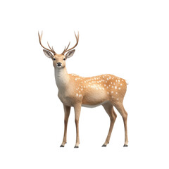 Obraz premium A majestic deer stands gracefully, showcasing its stunning spotted coat and antlers.