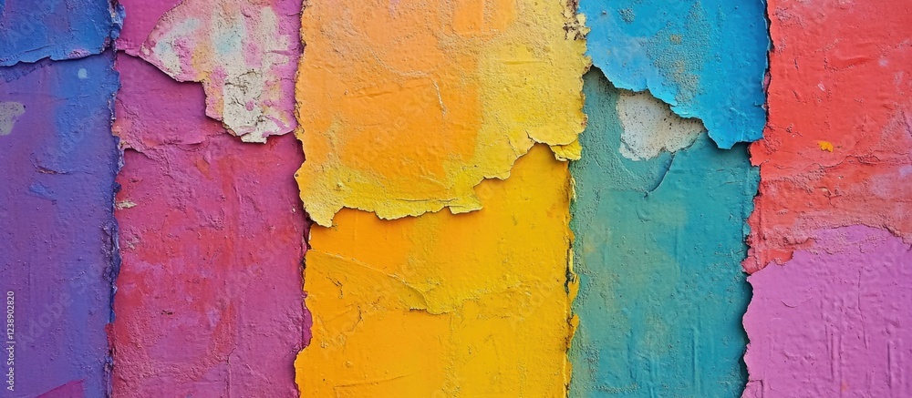 Poster abstract textured background with vibrant multicolored paint layers showing texture and brush stroke