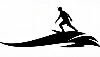 Obraz premium Surfer riding a wave in silhouette, freedom and adventure