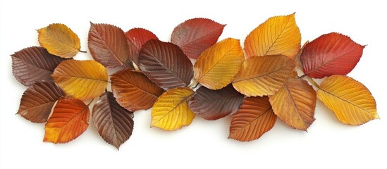 Obraz premium Autumn Foliage on White Background with Colorful Fall Leaves Arrangement