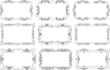 Elegant Ornamental Frame Vector Set – Decorative Vintage Borders with Swirls and Flourishes, Hand-Drawn Calligraphic Frames for Invitations, Certificates, Wedding Designs, and Greeting Cards

