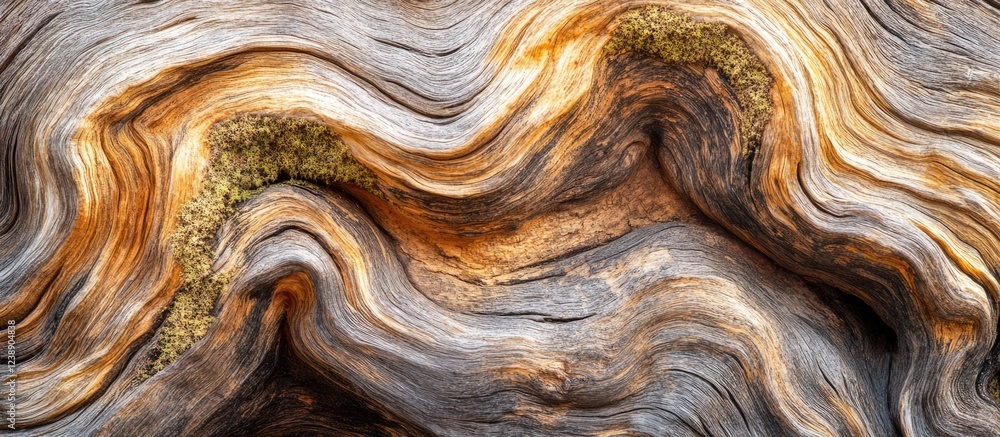 Poster abstract close-up of weathered wood texture with flowing lines and natural patterns.
