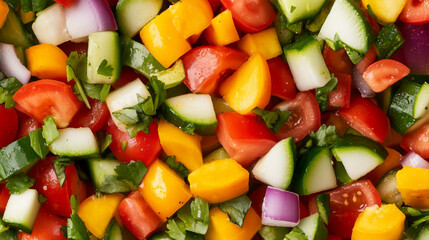 Vibrant vegetable salad with colorful textures and fresh ingredients