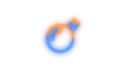 Neon bomb icon blue brown color glowing with transparent background