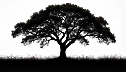 Obraz premium Majestic tree silhouette against full moon, serene night scenery