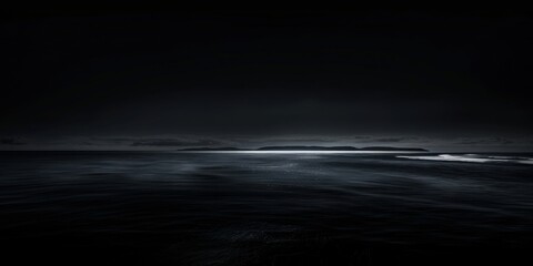 A dramatic and atmospheric seascape against a pure black background, Bold contrasts and emotional depth, Seascape minimalist style