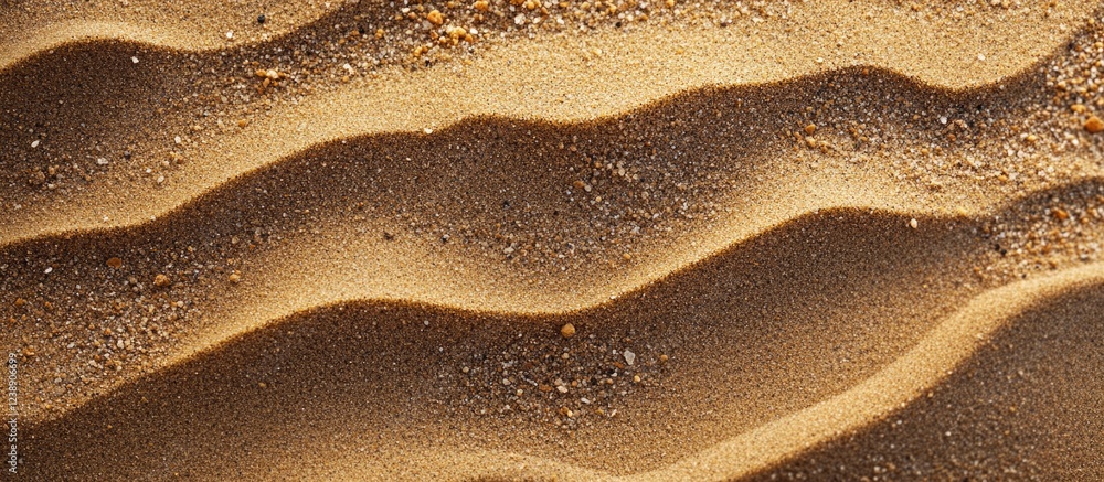 Aufkleber sand dunes texture with wavy patterns and small pebbles in warm light