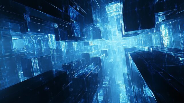 Blue technological future city
