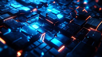 Cool technological blue cubes