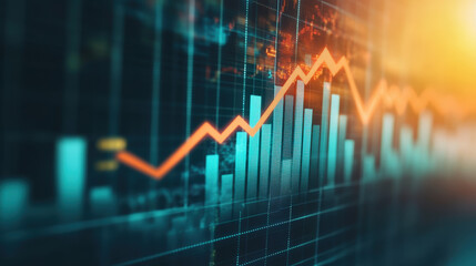 Financial Stock Market Growth Chart with Orange Trend Line