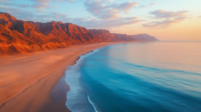 The beautiful sunrise coastline where the sun rises