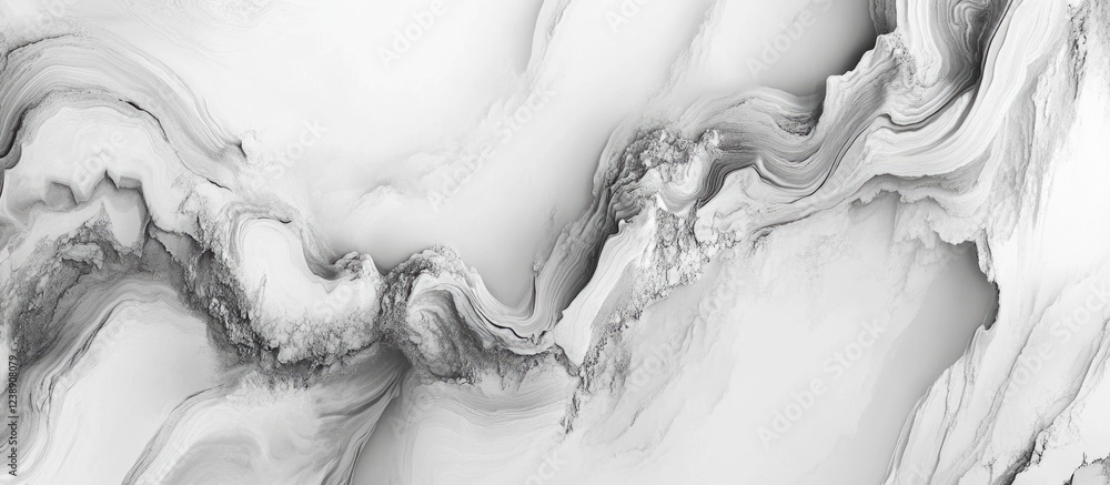 Poster abstract black and white marble texture with fluid patterns and swirls, horizontal orientation, ampl