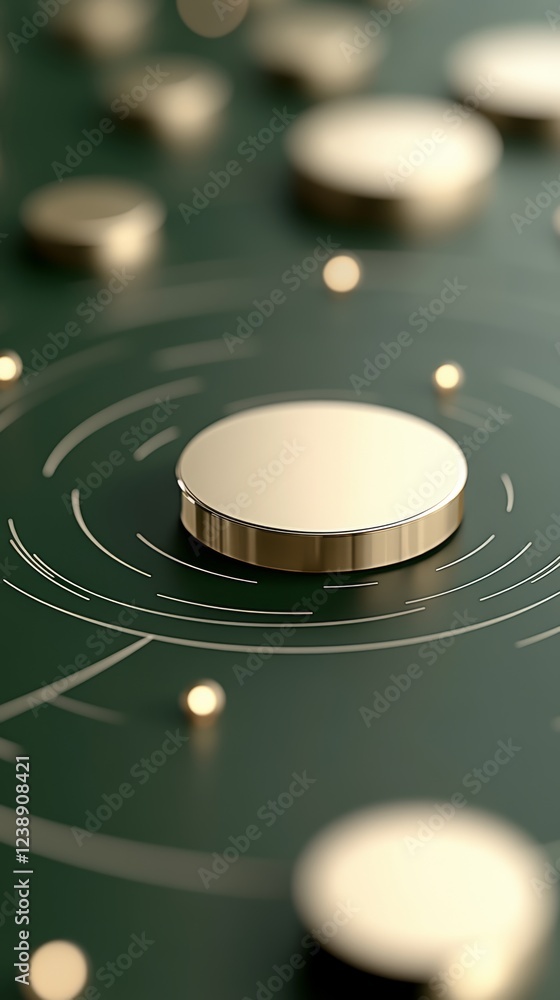 Aufkleber digital background design featuring chaotic circular patterns with gold accents on a dark green surf