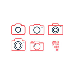 Photo camera vector icons set trendy design template illustration