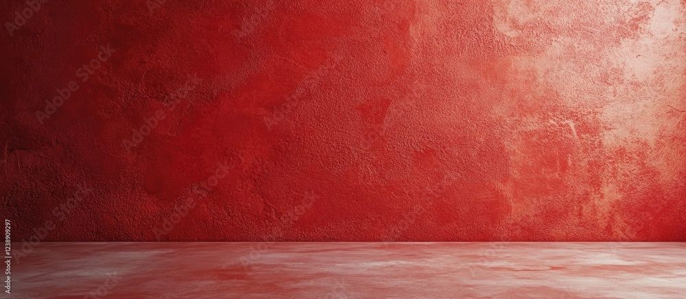Poster vibrant red textured background wall with subtle gradient and floor surface