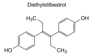 Chemical structure of diethylstilbestrol, drug substance
