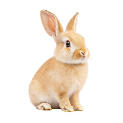 Obraz premium Fluffy brown rabbit sitting gracefully against a pure background.