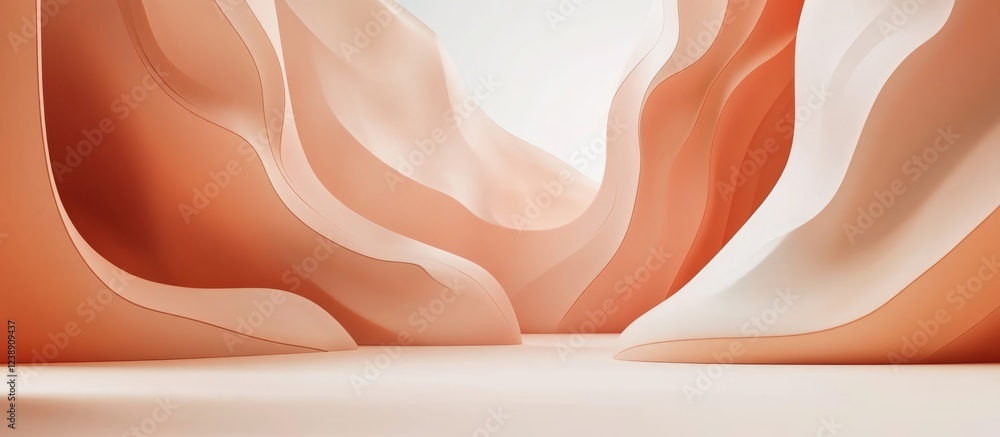 Poster abstract background with smooth curved layers in earthy tones and minimalist design
