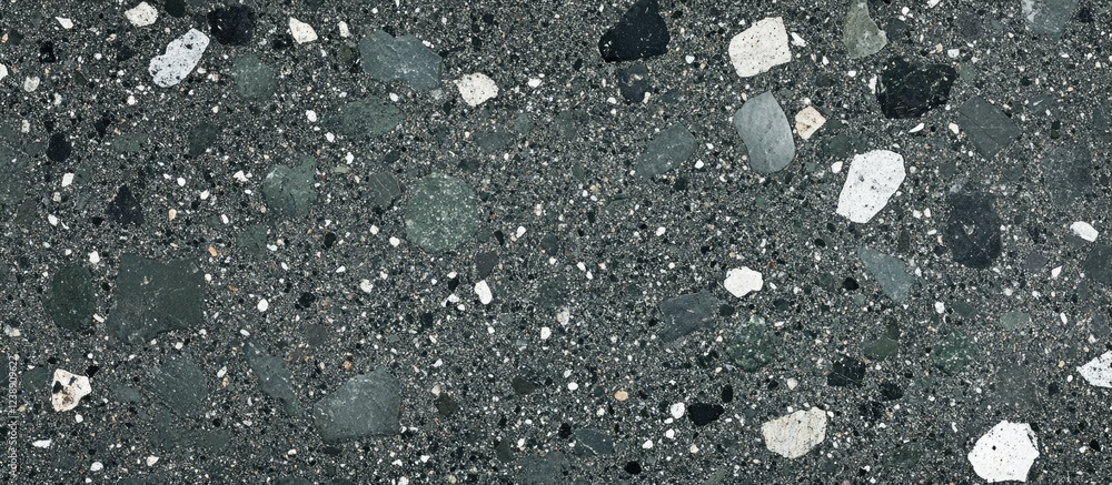 Aufkleber polished terrazzo stone texture with scattered small and large aggregate elements