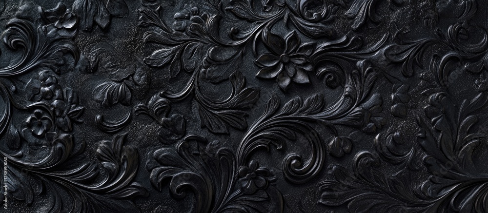 Poster dark floral embossed textured background with intricate patterns