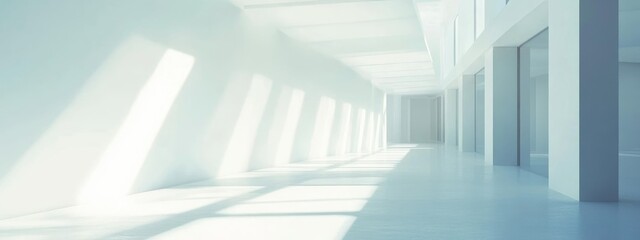 Fototapeta premium Modern architecture interior with large windows and natural light