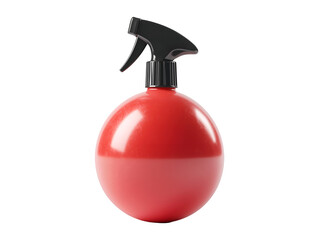 Red plastic sphere spray bottle isolated on transparent background perfect for a modern design concept or product mockup