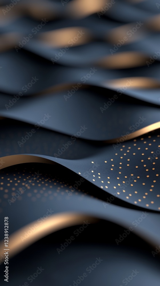 Poster colorful and dynamic abstract background design featuring layered black patterns with golden accents