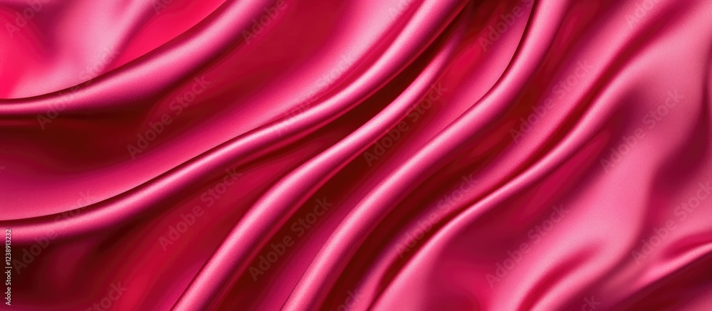 Poster red silky fabric with smooth ripples and folds, luxurious texture background with copy space.