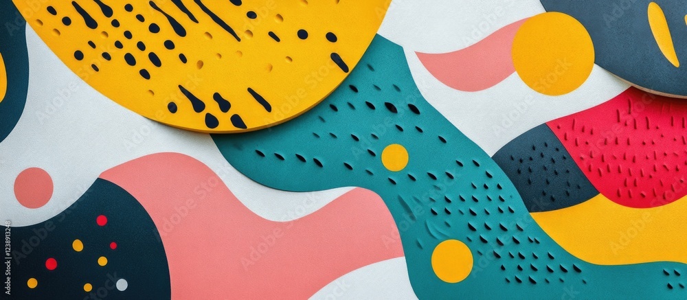 Poster colorful abstract geometric pattern with wavy shapes and textured elements